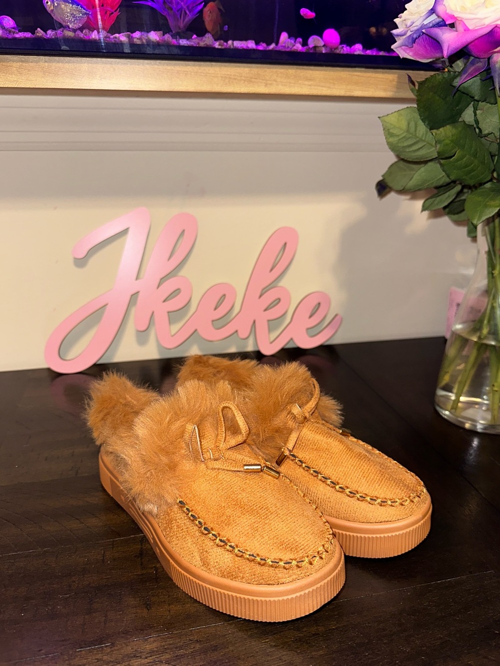 Brown Fur Lined Women's Sneakers sizes 5, 6, 7, 7.5, 8, 9, 10